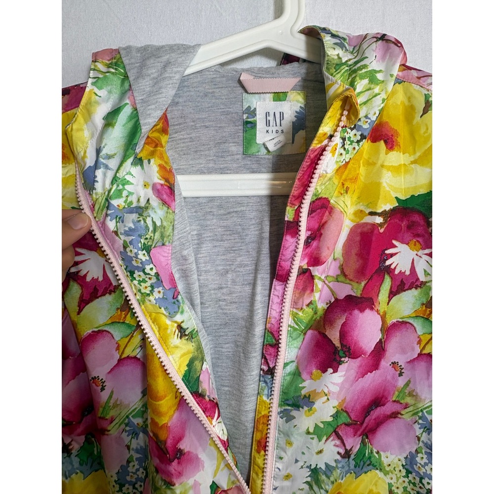 Gap Kids Floral Windbreaker Jacket Multicolor Hooded Full Zip XL‎ 12-13 Regular - Picture 7 of 9